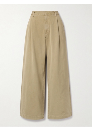 AGOLDE - Daryl Pleated Cotton-twill Wide-leg Pants - Neutrals - 24,25,26,27,28,29,30,31,32