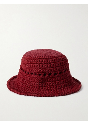 ULTRAVIOLHAT - Crocheted Cotton And Raffia-blend Bucket Hat - Red - One size