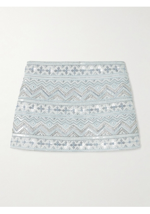 DES_PHEMMES - Embellished Cotton Mini Skirt - Blue - IT38,IT40,IT42,IT44