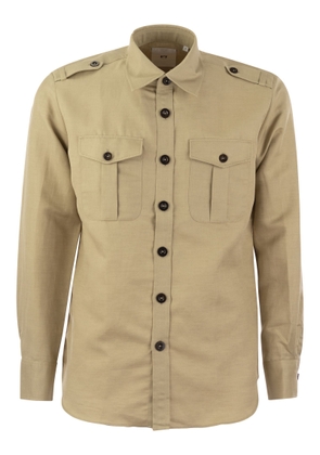 Pt Torino Linen And Cotton Safari Shirt