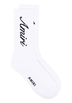 AMIRI intarsia-knitted logo socks - White