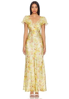 Selkie The Flutter Slip Dress in Yellow. Size 6X.