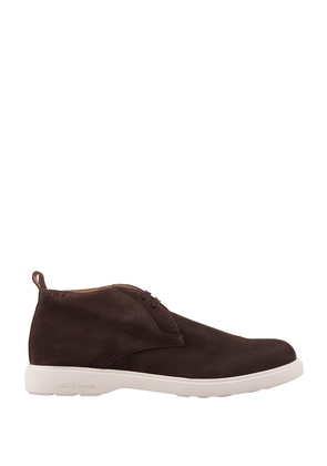 Kiton Brown Suede Laced Leather Ankle Boots