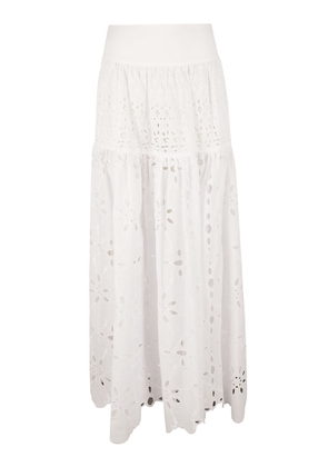 Ermanno Scervino High-Waist Floral Perforated Skirt