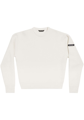 Balenciaga logo-patch wool jumper - White