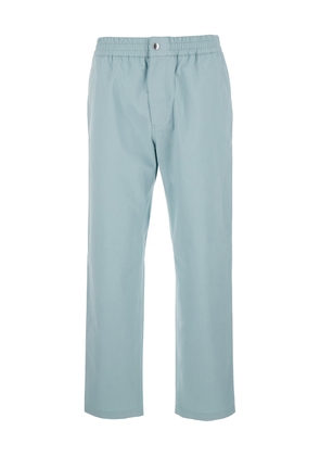 Maison Kitsuné Light Blue Straight Pants In Cotton Man