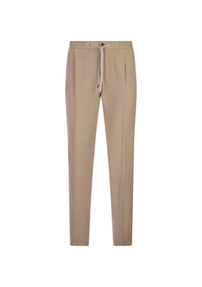 Pt Torino Beige Linen Blend Soft Fit Trousers