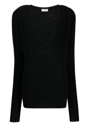 Saint Laurent V-neck fine-knit jumper - Black