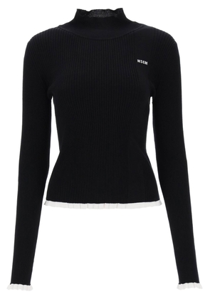 Msgm Funnel-Neck Sweater With Contrasting Scalloped Edges