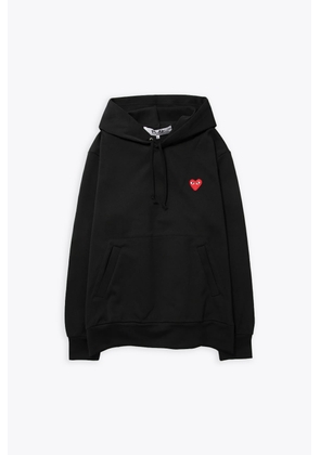 Comme Des Garçons Play Mens Sweatshirt Knit Black Hoodie With Heart Patch At Chest