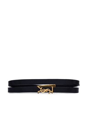 Saint Laurent double-wrap leather bracelet - Black