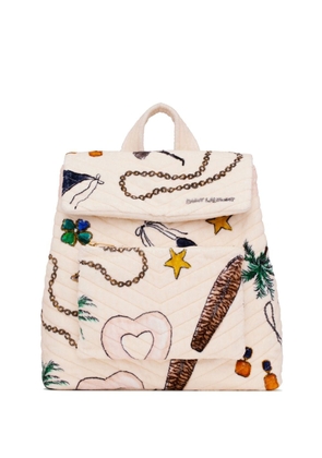 Saint Laurent graphic-print quilted backpack - White