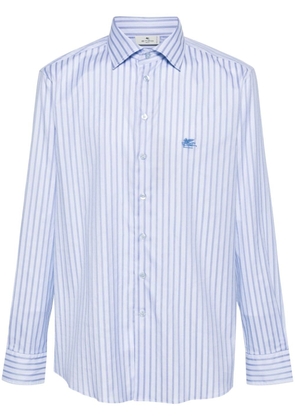 ETRO Pegaso motif-embroidered cotton shirt - Blue