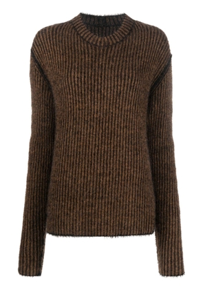 Uma Wang frayed-edge ribbed-knit jumper - Brown
