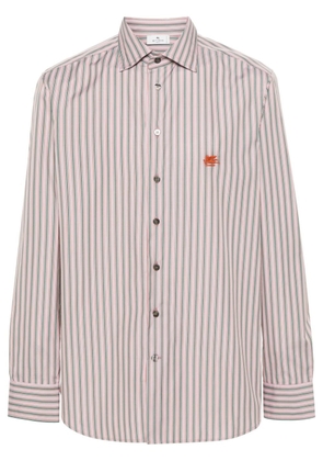 ETRO Pegaso-embroidered striped shirt - Pink