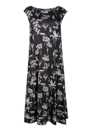 Lygia & Nanny Tie botanical-print midi dress - Black