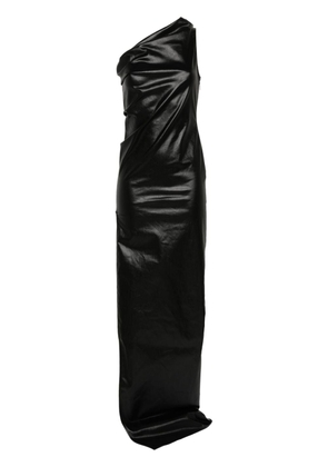 Rick Owens coated one-shoulder maxi dress - Black