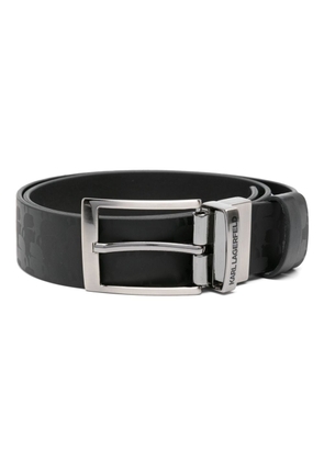Karl Lagerfeld logo-print buckled leather belt - Black