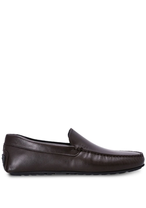 BOSS logo-debossed leather loafers - Brown