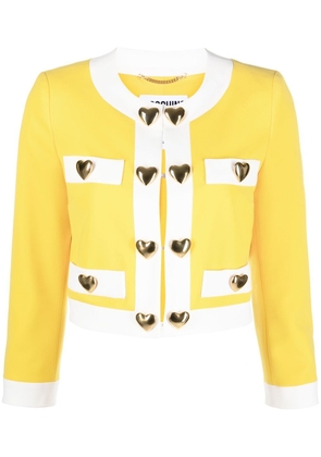 Moschino heart-appliqué cropped jacket - Yellow