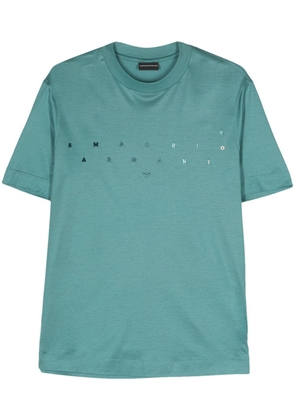 Emporio Armani logo-embroidered lyocell-blend T-shirt - Green
