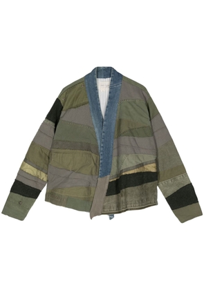 Greg Lauren shawl-collar patchwork jacket - Green