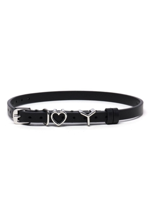 Y/Project heart-plaque leather choker - Black