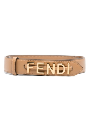 FENDI Fendigraphy logo-plaque leather belt - Brown