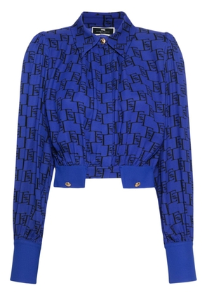 Elisabetta Franchi logo-print georgette blouse - Blue