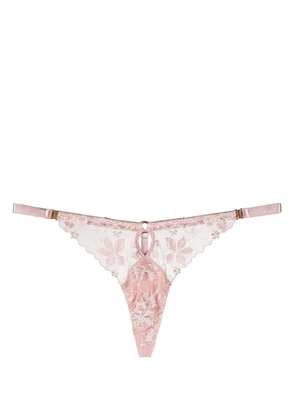 Bordelle Vita floral-embroidered thong - Pink