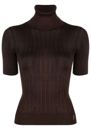 Saint Laurent ribbed-knit roll-neck top - Brown