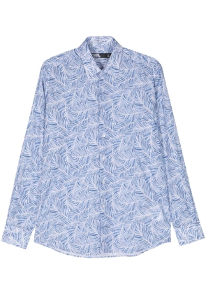 Karl Lagerfeld leaf-print cotton shirt - Blue