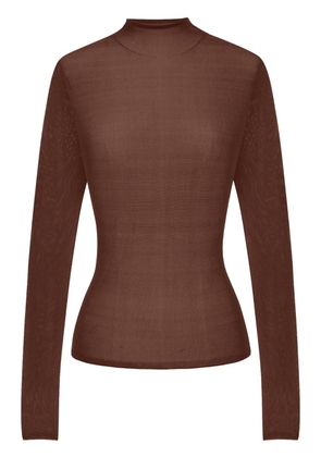 Saint Laurent semi-sheer knitted top - Brown
