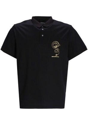 Emporio Armani dragon-embroidered polo shirt - Black