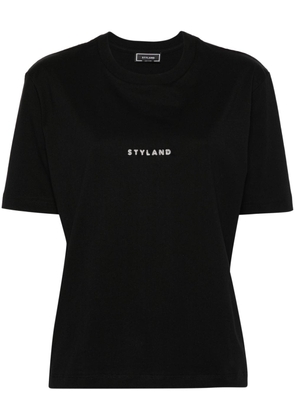 STYLAND glitter-detail cotton T-shirt - Black