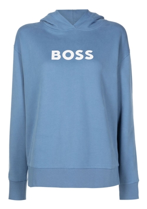 BOSS logo-print cotton hoodie - Blue