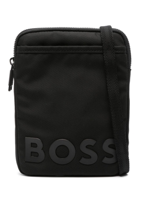 BOSS rubberised-logo messenger bag - Black