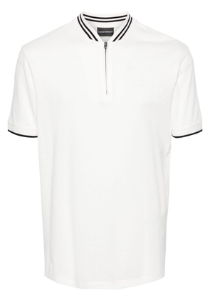 Emporio Armani zip-up piqué polo shirt - White