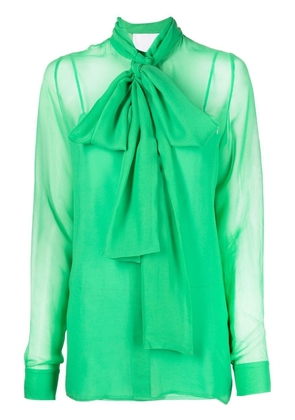 Costarellos silk pussy-bow blouse - Green