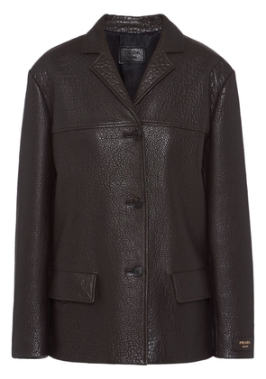 Prada single-breasted leather jacket - Brown