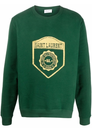 Saint Laurent University crest print sweatshirt - Green