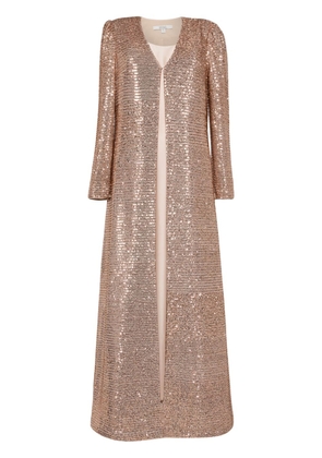 Badgley Mischka sequinned Mikado gown and duster - Gold
