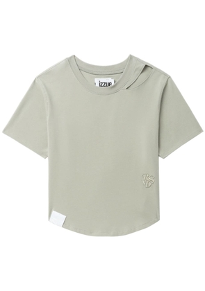 izzue logo-embroidered jersey T-shirt - Green