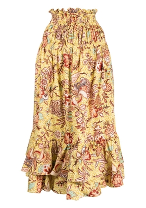 Ulla Johnson Acacia Calla Lily-print midi skirt - Yellow