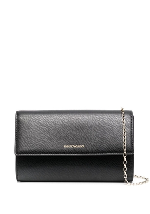 Emporio Armani grained faux-leather chain-link wallet - Black