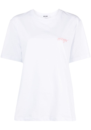 MSGM logo-embroidered cotton T-shirt - White