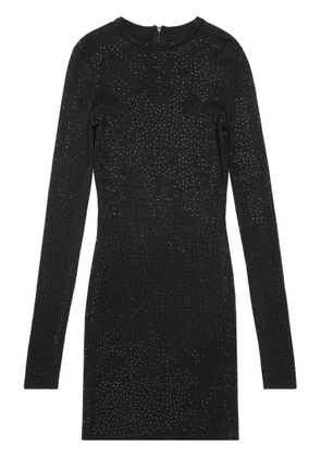 Balenciaga crystal-embellished pointelle-knit minidress - Black