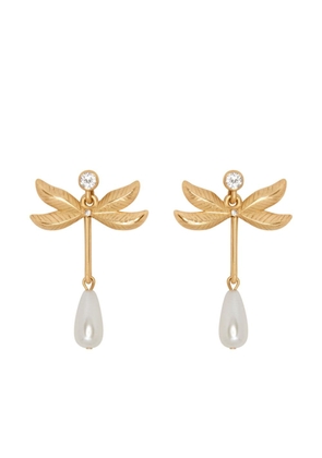 Oscar de la Renta Dragonfly Pearl drop earrings - Gold