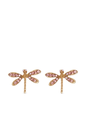 Oscar de la Renta Dragonfly crystal-embellished earrings - Pink