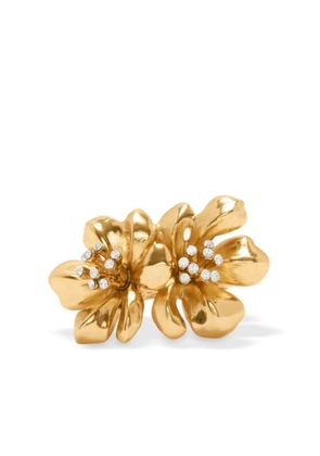 Oscar de la Renta Twin Flower crystal-embellished ring - Gold